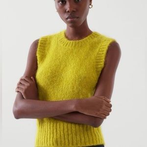 COS yellow mohair knit vest gilet women's size M